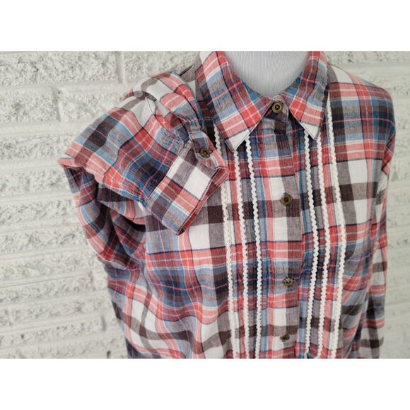 Alfred Dunner Womens Shirt 22W Plus Button Up Linen Cotton Ric Rac PLA74E - Picture 5 of 8